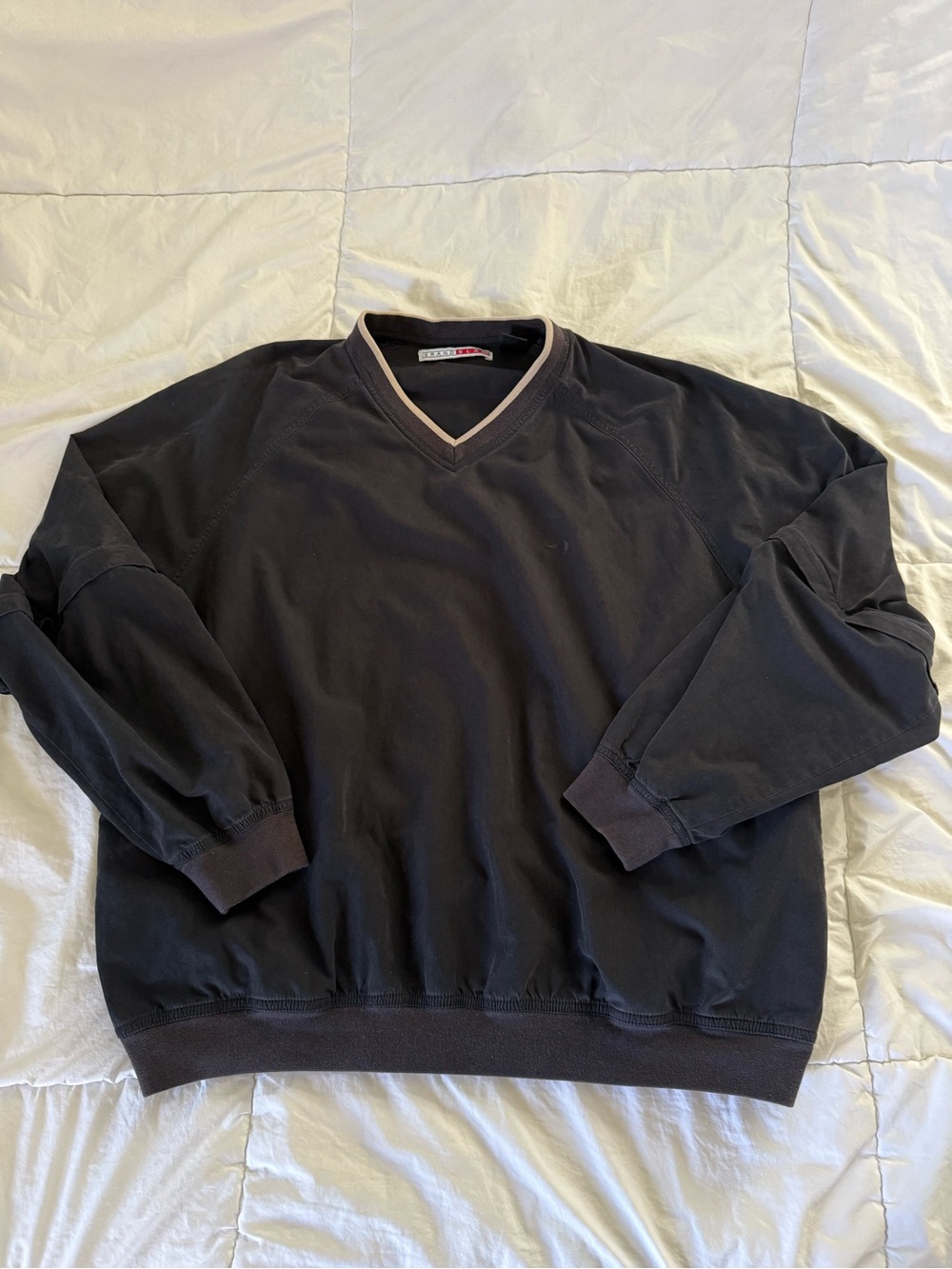Grand Slam Men's V-Neck Sweater in Dark Charcoal with Contrast Trim